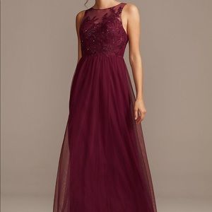 Wine David’s Bridal Bridesmaid Dress Size 14